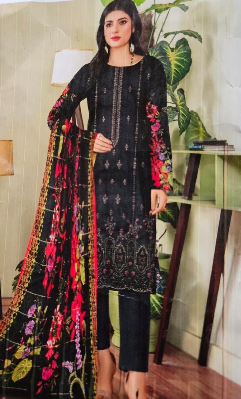 Embroidered 3pc viscous lawn