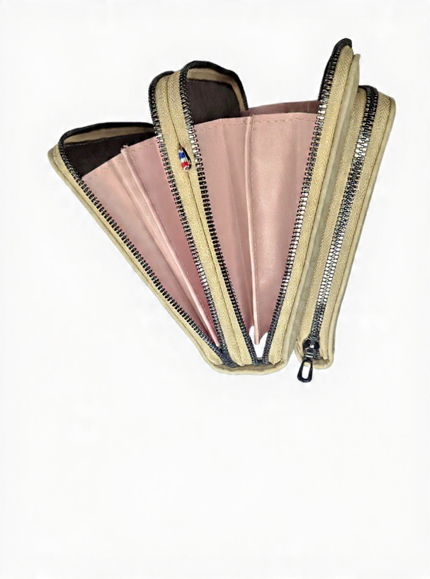3-ZIPPER BEIGE CROSSBODY BAG